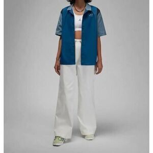 Jordan DZ3340-427 Women's Sz Medium Blue/Black Colorblock Button-Up Shirt
